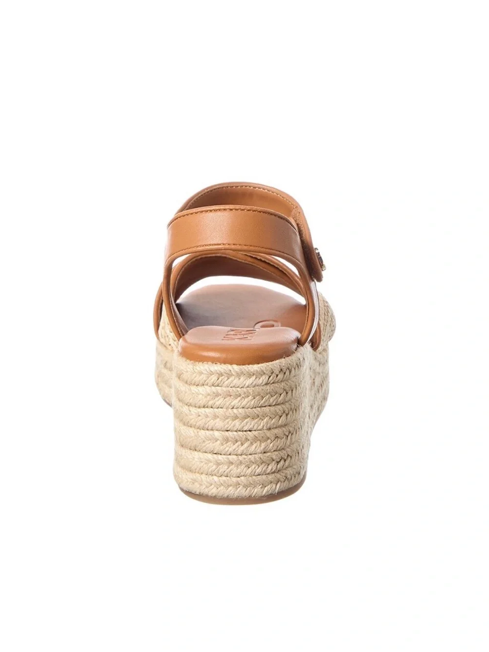 Karl Lagerfeld Tan Leather and Natural Woven Espadrille Wedge